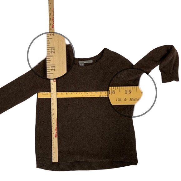 360 Cashmere Brown Lightweight Cashmere Boxy Fit Crewneck Pullover Sweater Sz S - Picture 15 of 16